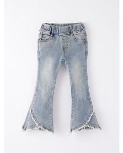 Girl's Rylee Faith Design Light Blue Denim Bell Bottoms