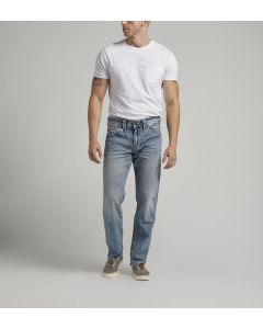 Men's Silver Eddie Relaxed Fit Tapered Leg Jeans