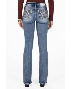 Women's Miss Me Brown Aztec Dreamcatcher Mid-Rise Bootcut Jeans