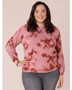 Women's Democracy Long Blouson Mock Neck Overlap Hem Plus Size Sweater