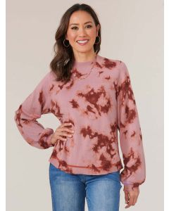 Women's Democracy Long Blouson Mock Neck Rounded Hem Sweater